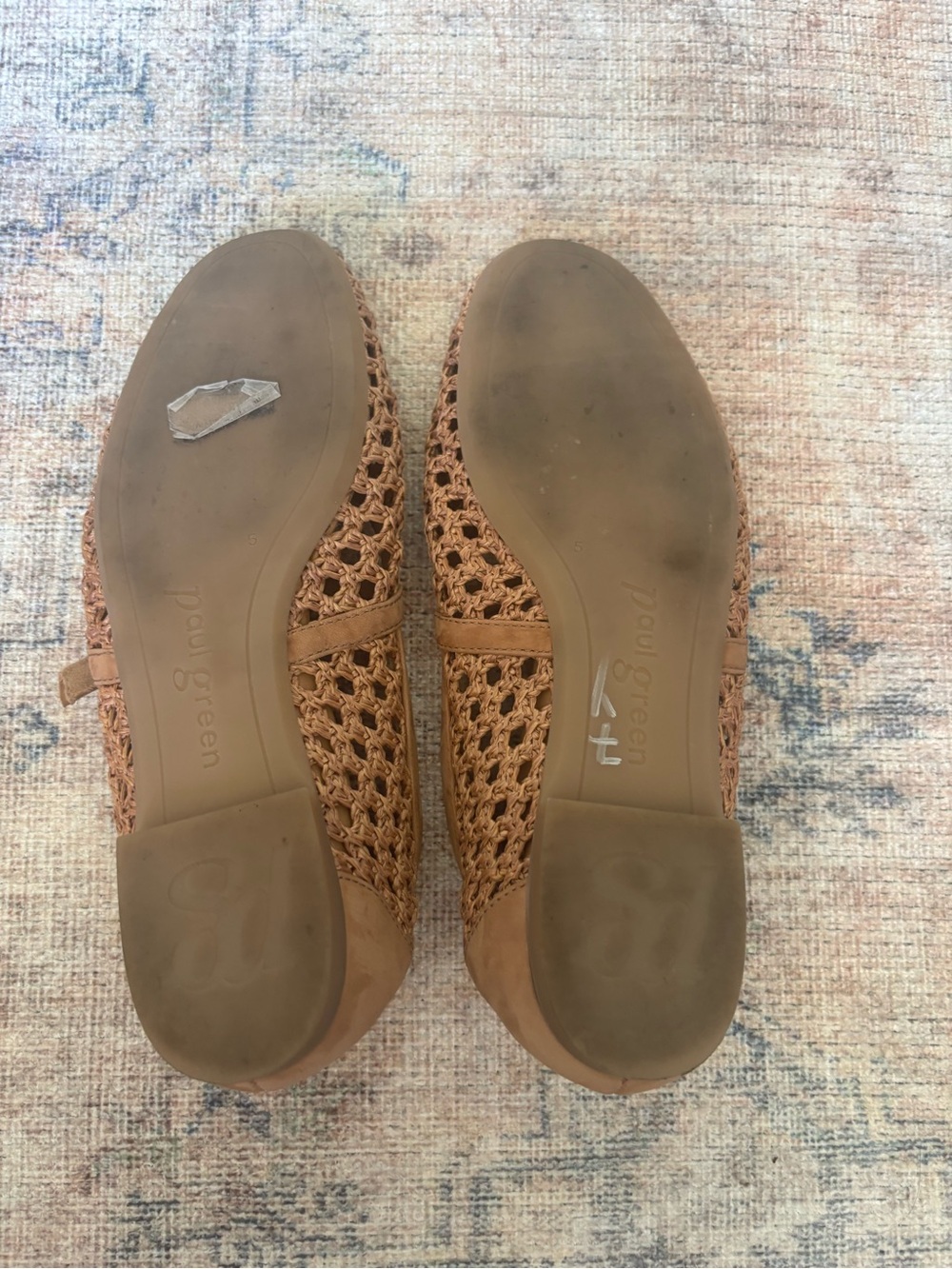 Paul Green Woven T-Strap Flats in Tan - Picture 8 of 16